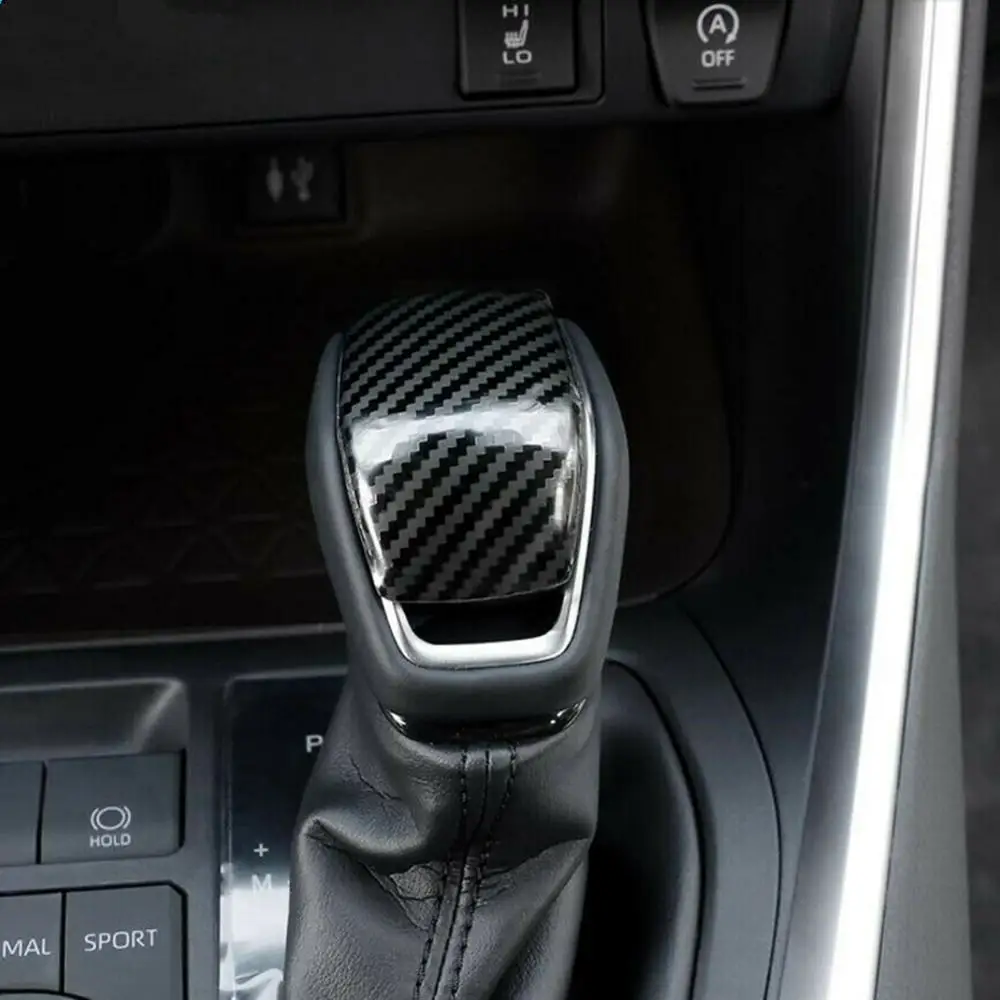 

Carbon fiber look Gear Shift Knob Cover Trim For 2019 2020 Toyota RAV4