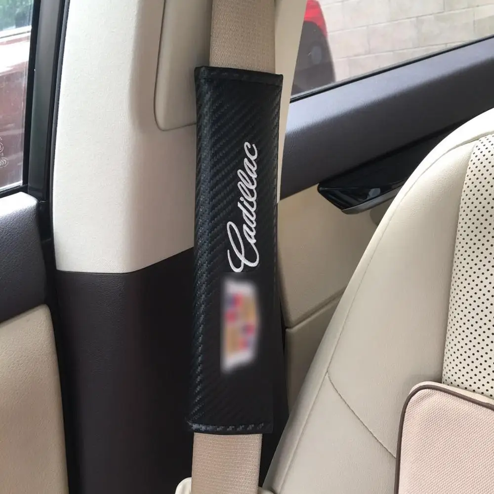 2pcs Car Seat Belts Covers Padding Carbon Fiber Leather Belt Shoulder Sleeve For Cadillac XT4 XT5 XT6 SRX ATS CTS XTS CT6 XLR | Автомобили