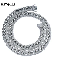 mathalla hip hop 18mm mens cuban chain necklace ice out micro inlaid zircon necklace water wave chain fashion hip hop jewelry