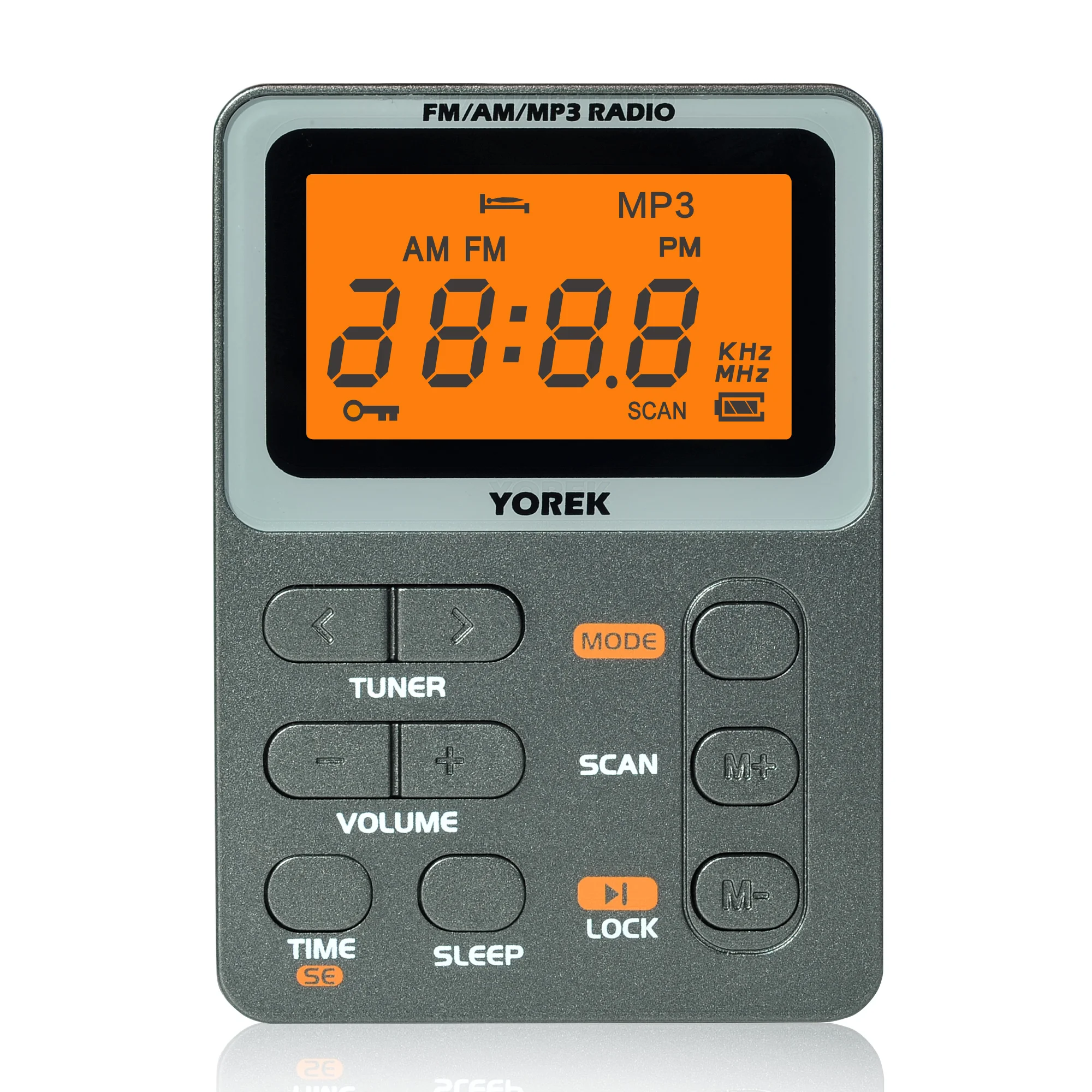 

2021 NEW Yorek Mini Pocket AM/FM Radio, Best Reception, Rechargeable Portable Radio with Earphone, MP3 Player Support TF Card