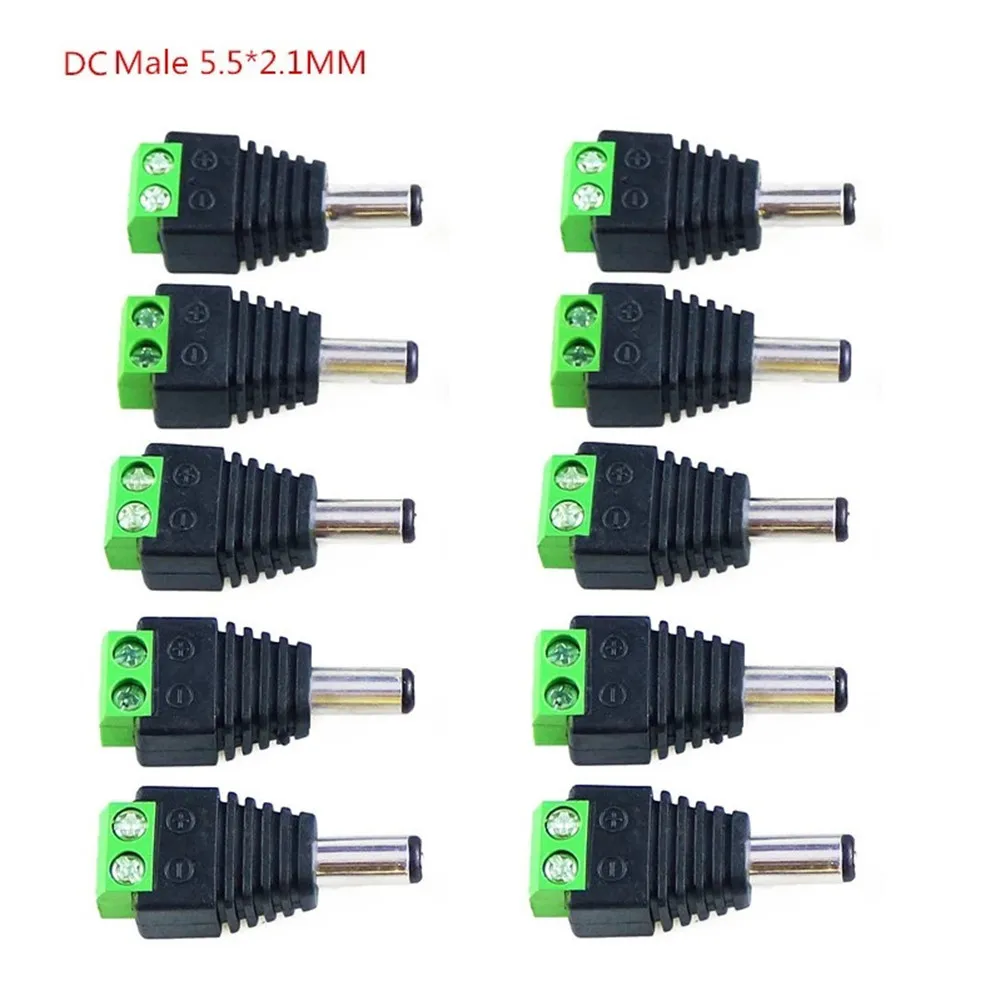 

Male Connector DC Power Plug Power Plug 1 Set 10x 12V 2.1mmx5.5mmx10mm