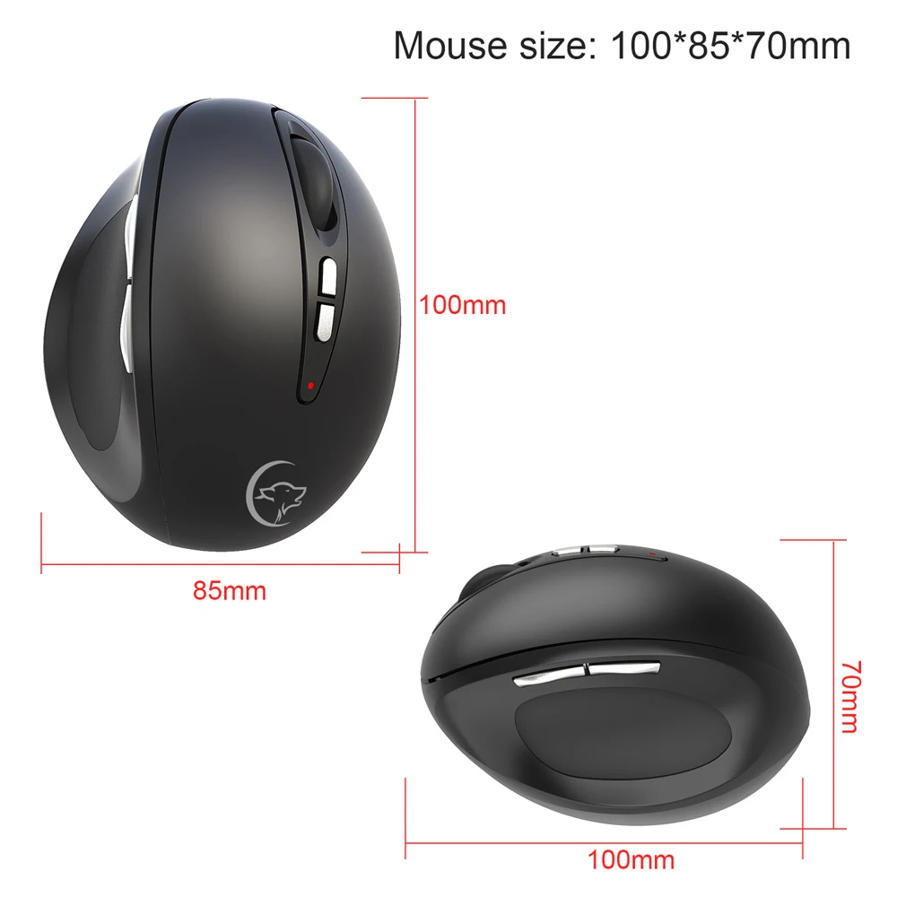 

YWYT Wireless Mouse G836 Vertical 2.4GHz 2400DPI with 7 Buttons Laptop Ergonomic Gaming Mouse for Office Games