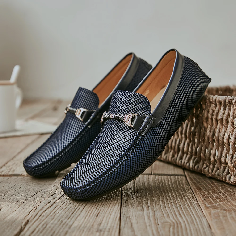 Лоферы мужские удобная Дизайнерская обувь без застежки Мокасины повседневная