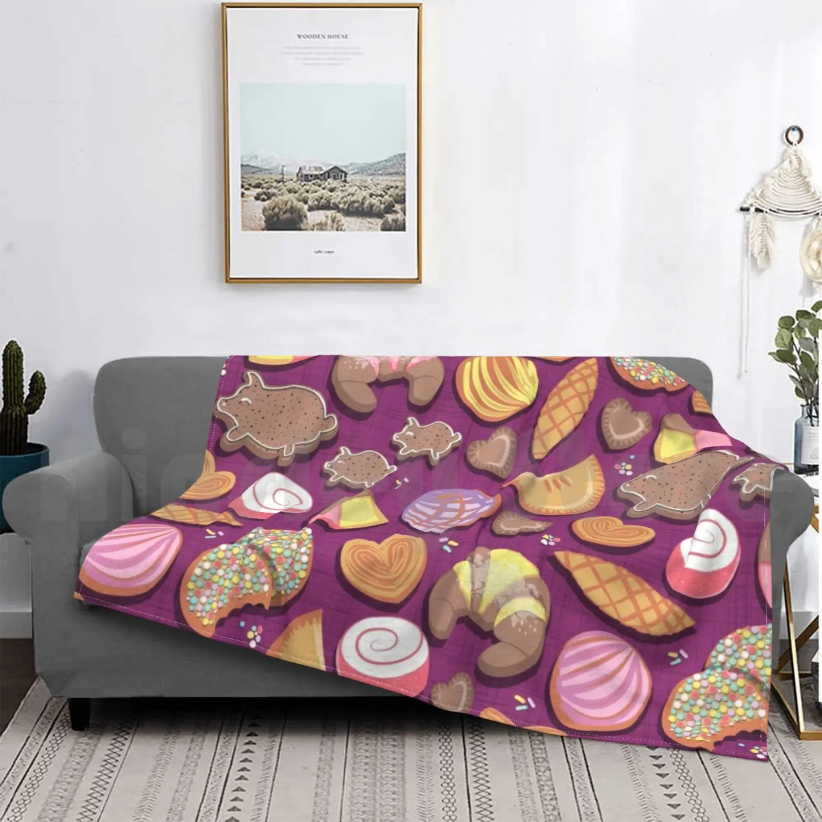 Мексиканская Сладкая пекарня Frenzy/розовый фон/пастельные цвета Pan Dulce одеяло для