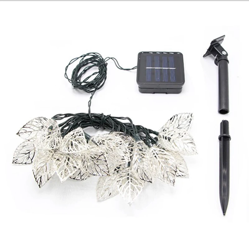 Солнечный СВЕТОДИОДНЫЙ Свет Строка 20 светодиодный кованого листья гирлянда для