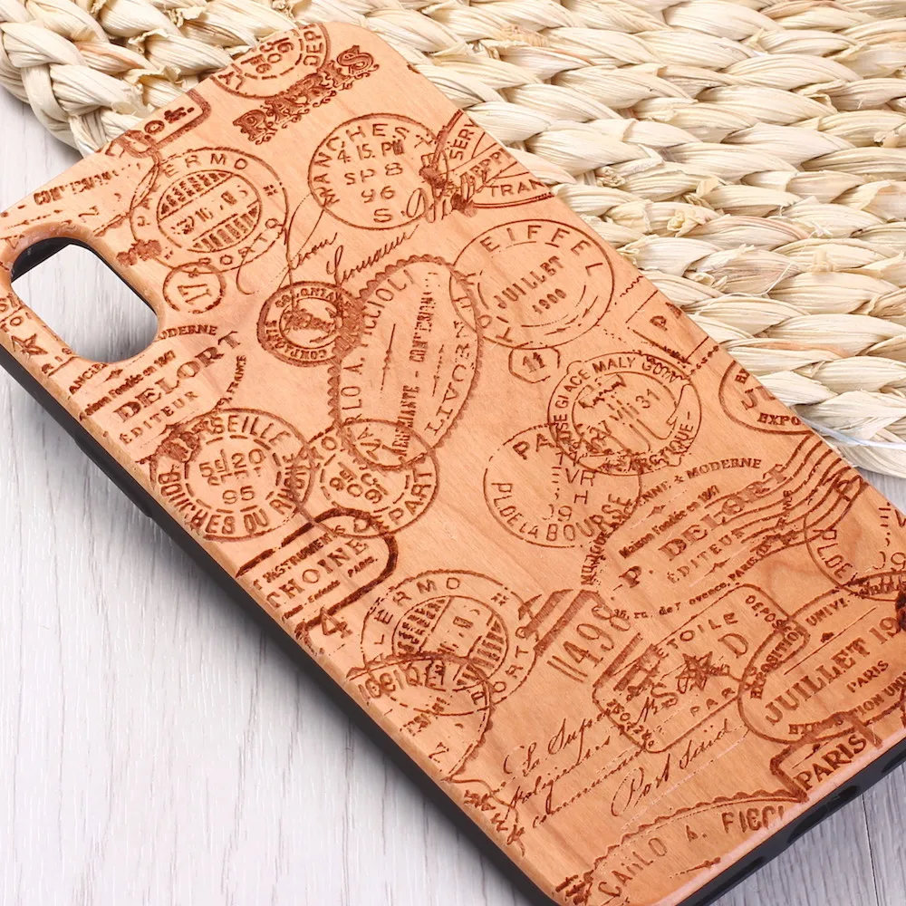 Чехол для телефона Postmark с гравировкой вишневого дерева чехол iPhone 12 6S 6Plus 7 7Plus 8 8Plus