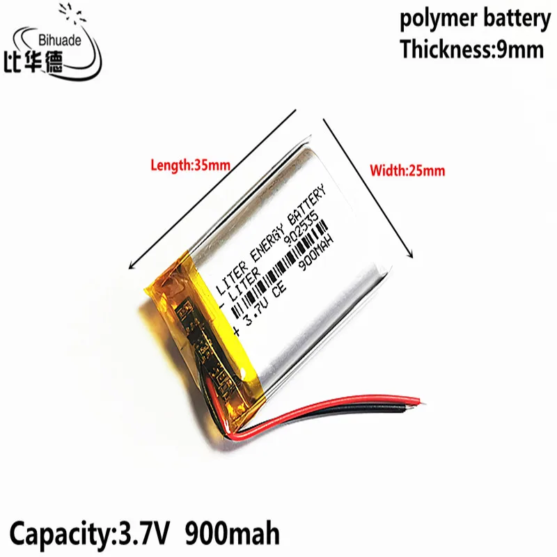 

10pcs 3.7V 900MAH 902535 Lithium Polymer LiPo Rechargeable Battery For Mp3 headphone PAD DVD bluetooth camera