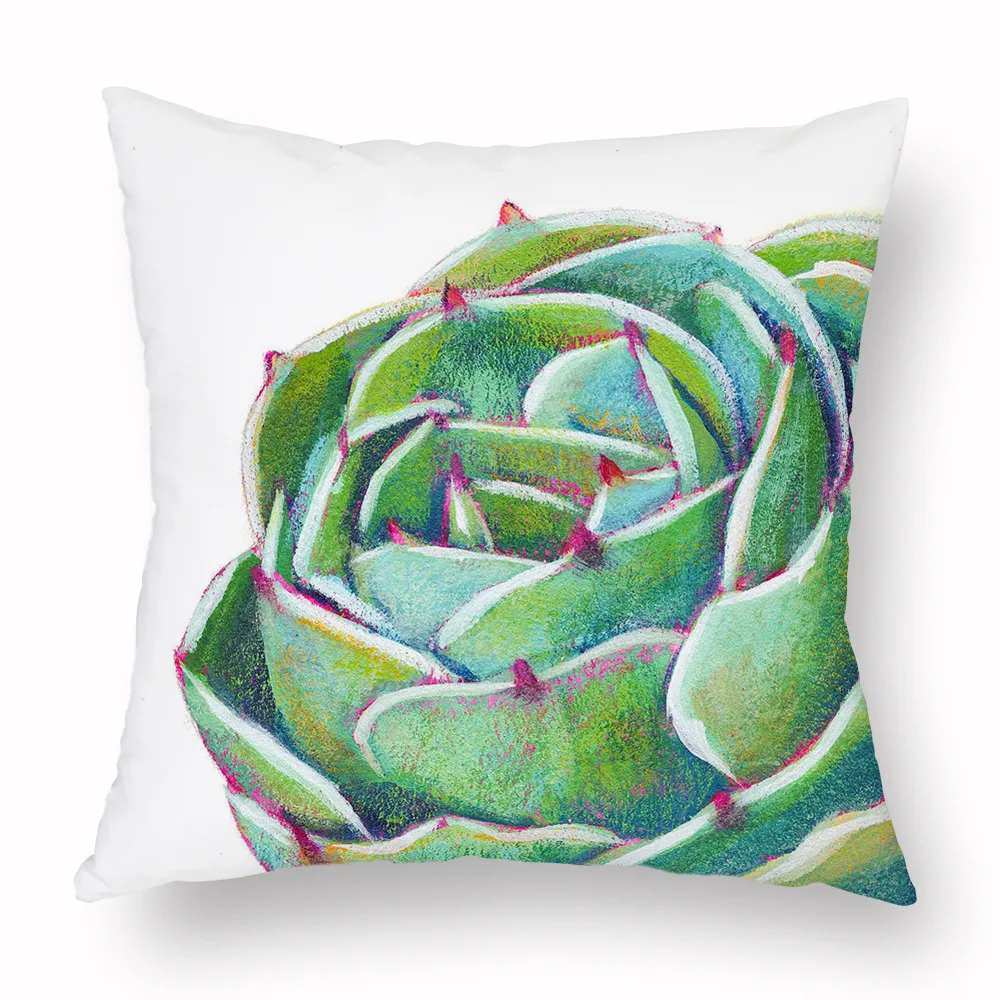 Наволочка для подушки с суккулентами зеленая наволочка дивана автомобиля