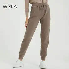 Wixra Женские повседневные Бархатные брюки осень зима женские толстые шерстяные брюки женская одежда на шнуровке Длинные брюки