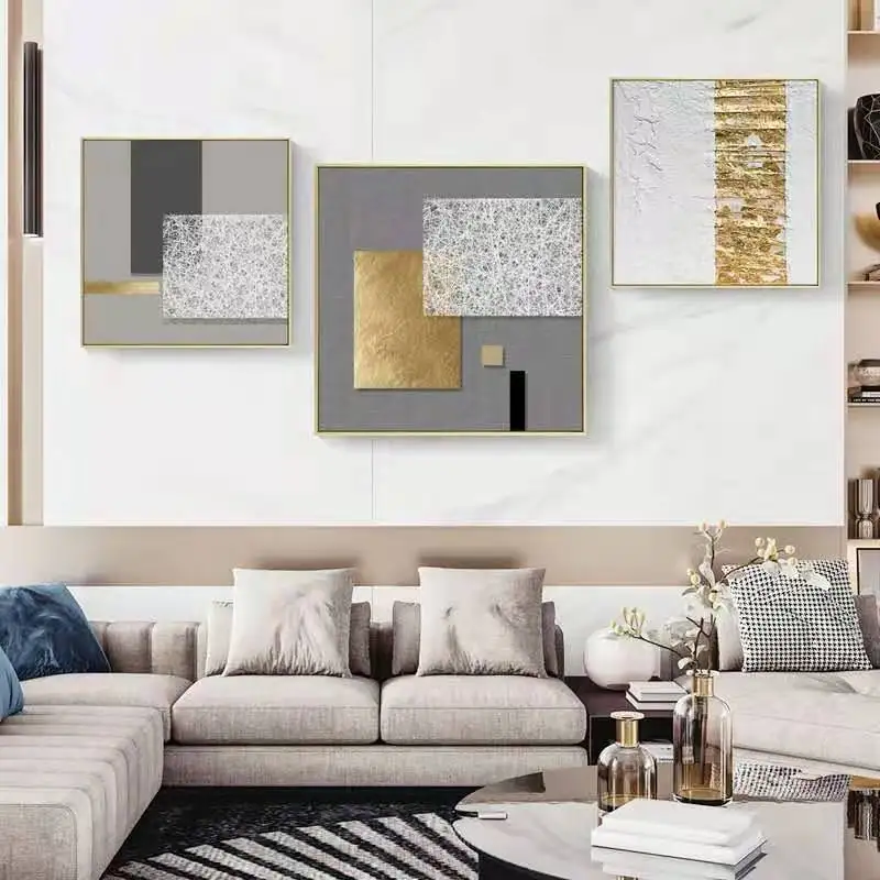 Современная картина для украшения ресторана роспись отеля серо-Золотой