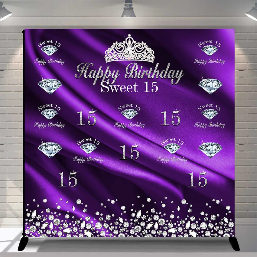 Сладкий 15-й день рождения фон Алмазный фиолетовый пятнадцать День баннер фото