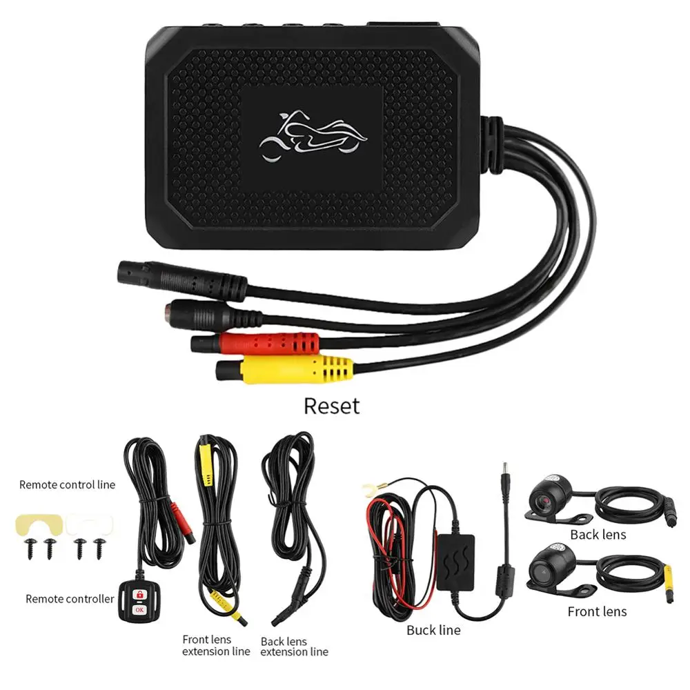 Видеорегистратор для мотоцикла 1080P HD с двумя объективами и функцией ночного