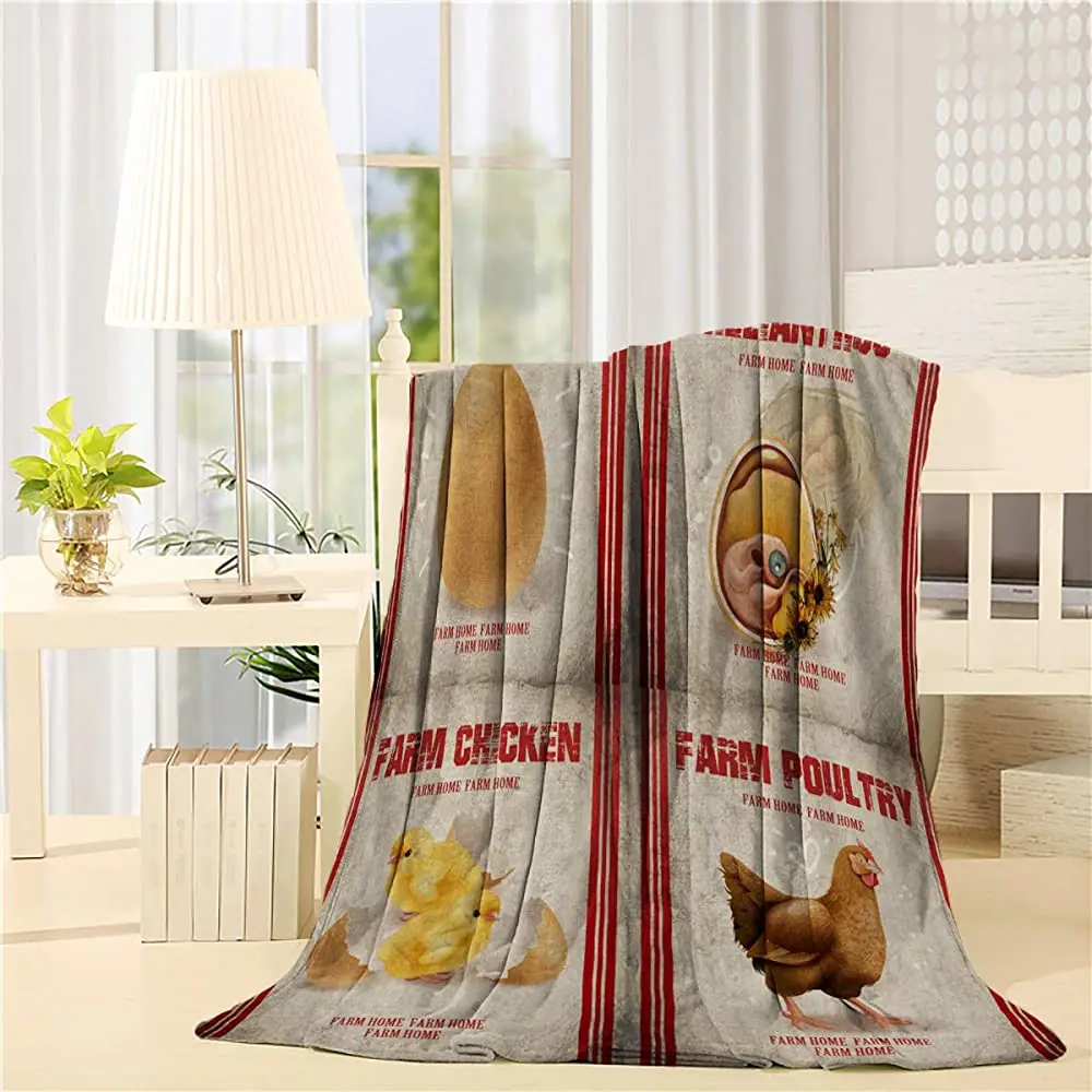 

Теплое мягкое одеяло, картина маслом, процесс роста курицы на винтажном фоне, всесезонное теплое Зеленое одеяло