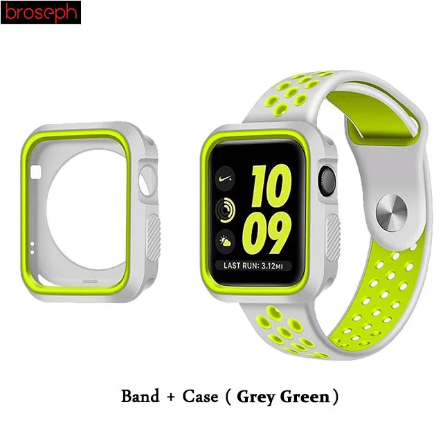 Grey Green-1 Watch Protector Bumper for Apple watch 4 Case 40mm 44mm Silicone Watch Cases Cover for Iwatch Series 3 2 1 Strap 38mm 42mm - Цвет: Grey Green-1