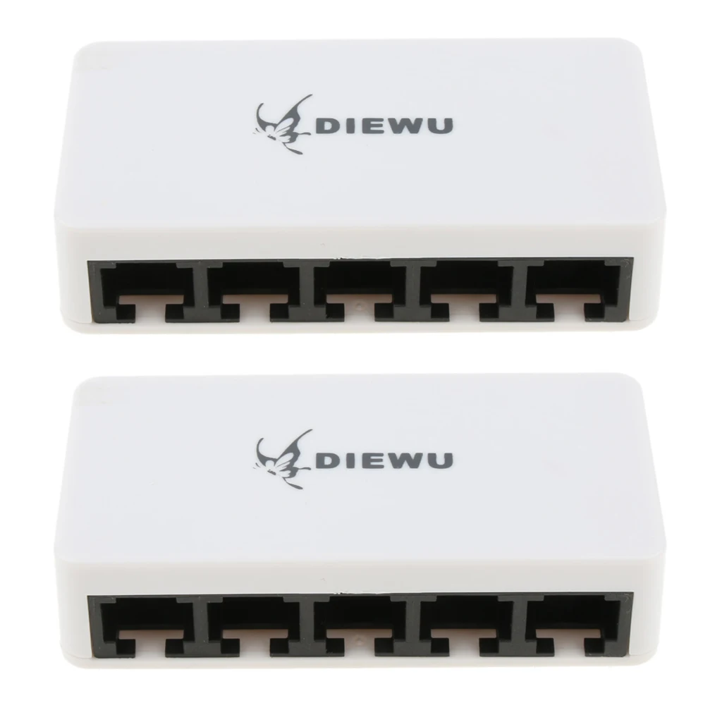 2 шт. 10/100 м 5 портов Блок питания Micro USB Fast Ethernet RJ45 сетевой коммутатор для ПК