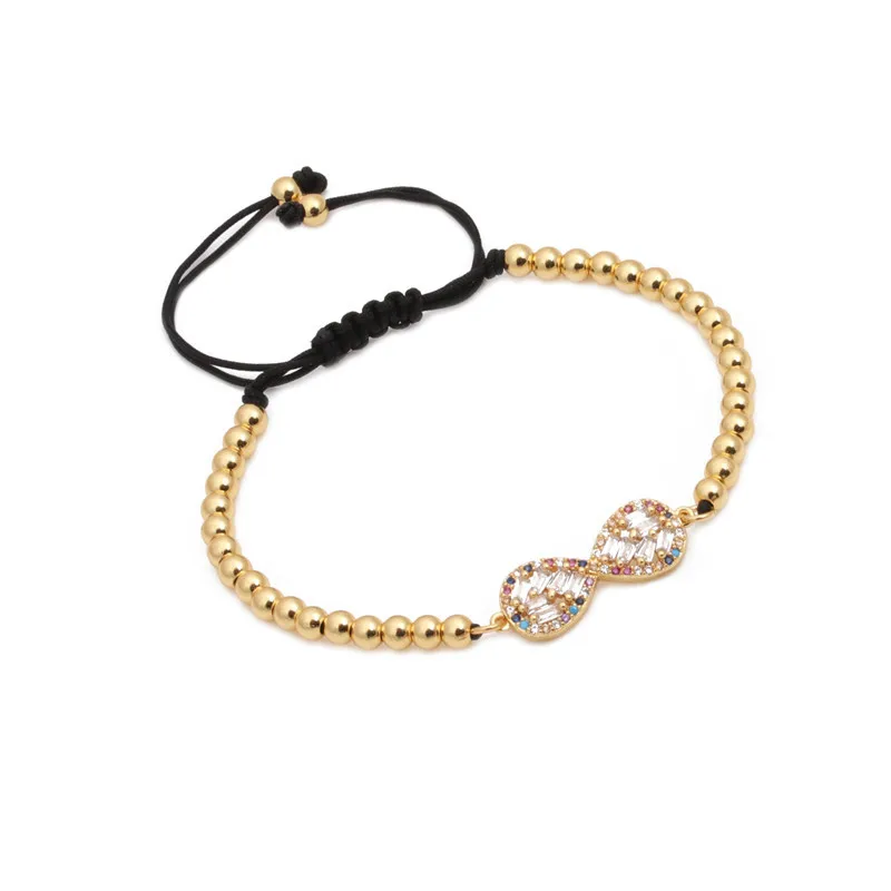 Женский Регулируемый браслет с кубиками циркона 4 мм золотым покрытием |