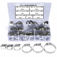 60pcs adjustable 8 to 38mm diameter clips worm gear hose clamp assortment kit for various pipes automotive mechanical use