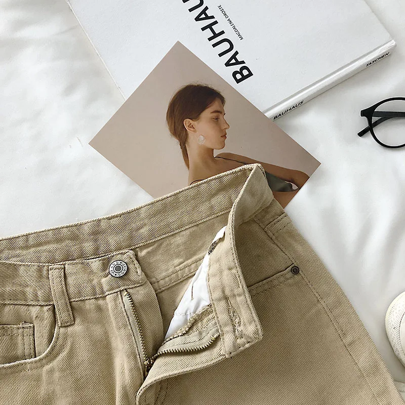 

Shorts Women Summer Solid High-waists Slim Pockets Female Denim Hot A-line Leisure Students Wide-leg Fashion Ulzzang Chic Simple