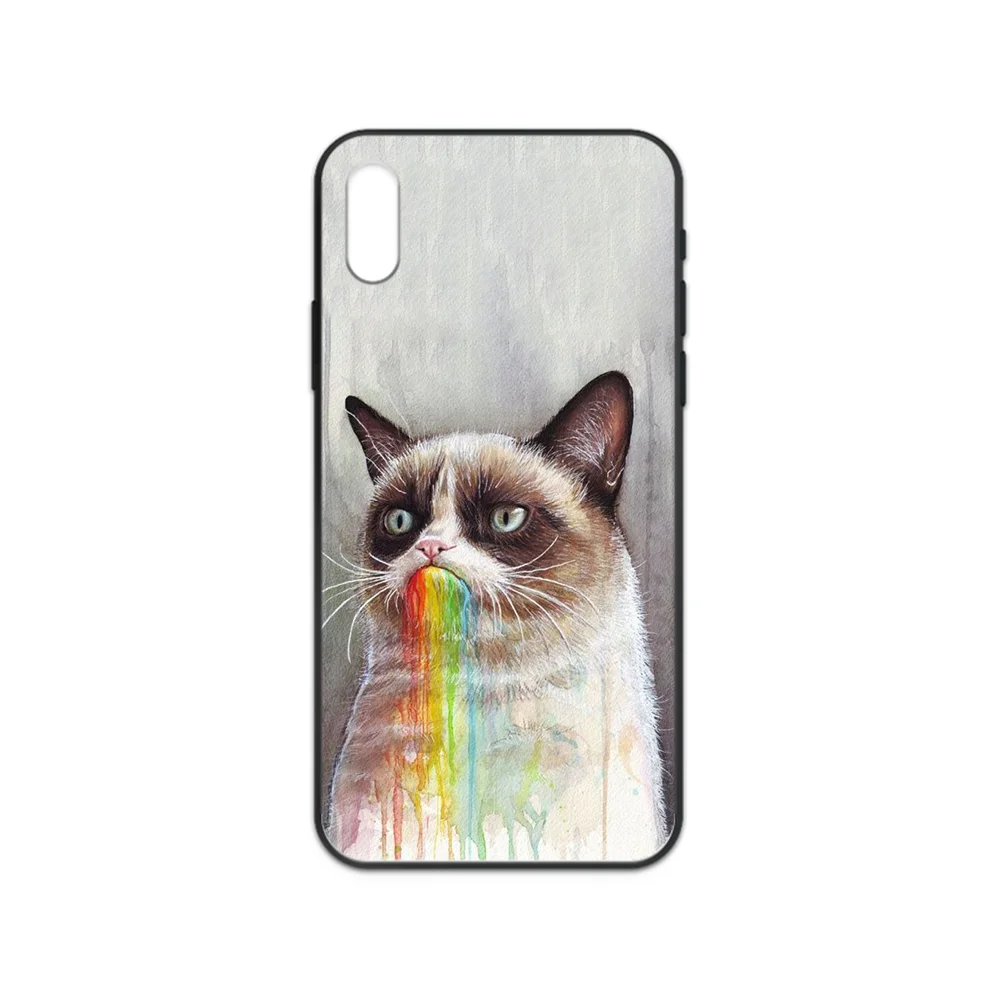

Cute Funny Cartoon Tardar Sauce cat Phone case cover hull For iphone 4 4s 5 5S SE 5C 6 6S 7 8 plus X XS XR 11 PRO MAX 2020 black