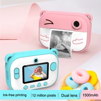 cute hd kids instant thermal printer camera dual lens with led flash ips screen video children outdoor gift diy sticker photo