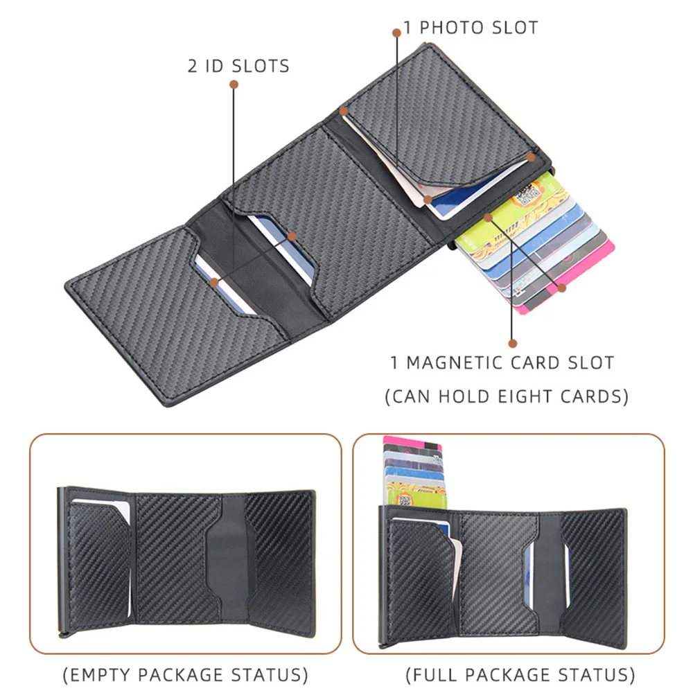 2021 rfid men card wallets magnetic button free name customized small card wallets carbon fiber mini wallet qaulity male purses free global shipping