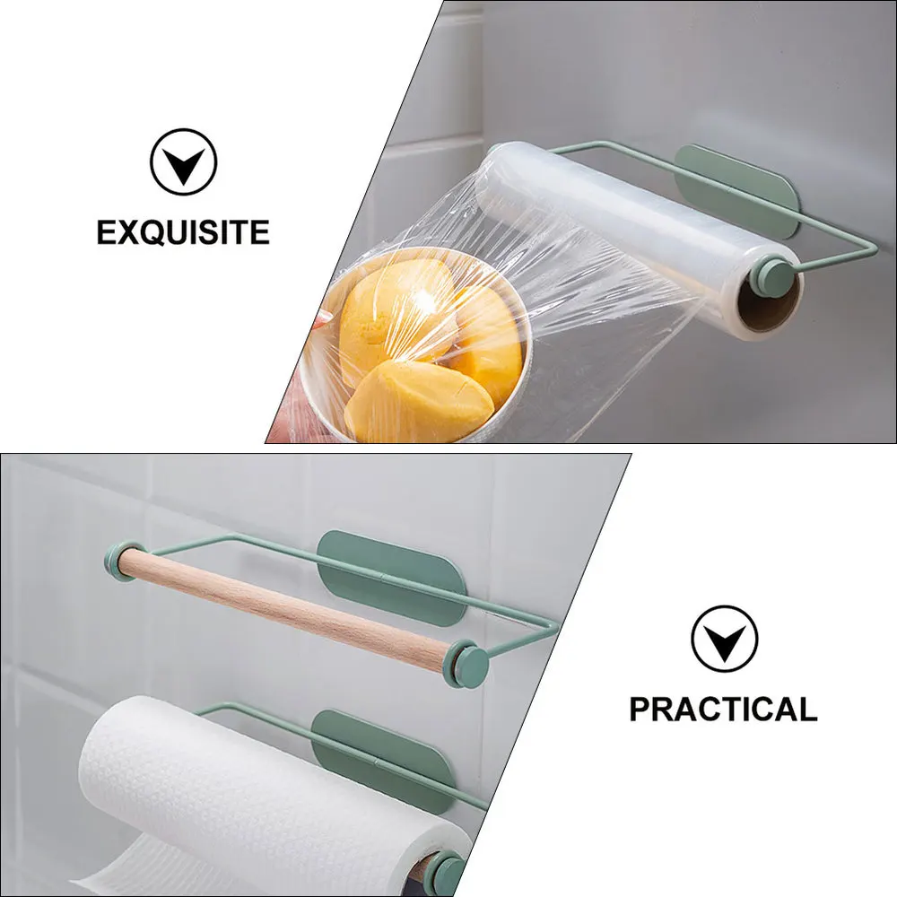 

1Pc Cleaning Cloth Rack Wall-mounted Towel Holder Roll Paper Holder (Green)