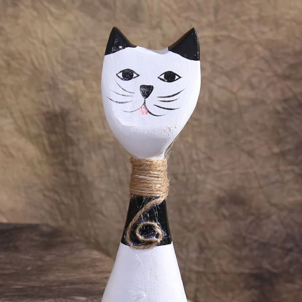 

2pcs Wooden Home Decor Cat Craft Kitten Couple Cats Wood Decoration Ornaments Wood Decoration Accessory