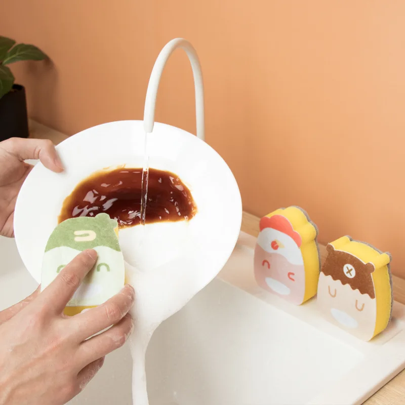 

hot sell Double Sides Cleaning Sponge Pan Pot Dish Clean Sponge Household Cleaning Tools Dishwashing Brushes 1PCS New