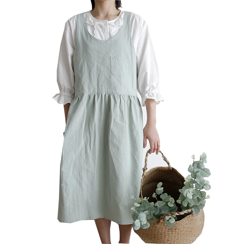 Новинка моющийся Кухонный Фартук из хлопка и льна для приготовления пищи выпечки