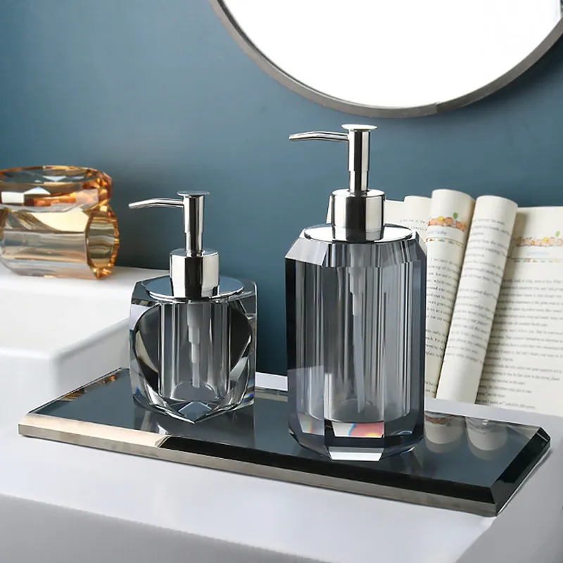 Crystal Bathroom Soap Dispenser Dish Gargle Cups Cotton Swab Box Tray Aromatherapy Bottle Wedding Gifts Presents Sanitary Ware