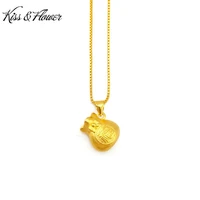 kissflower pd23 fine jewelry wholesale hot fashion woman girl birthday wedding gift fortune bag 24kt gold pendant charm nochain