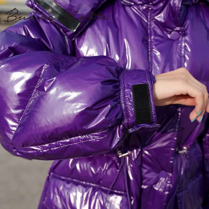 

2020 90% White Duck Down Jacket Winter Bright Coat Women Snow Clothes Loose Medium Long Female Down Parka Oversize