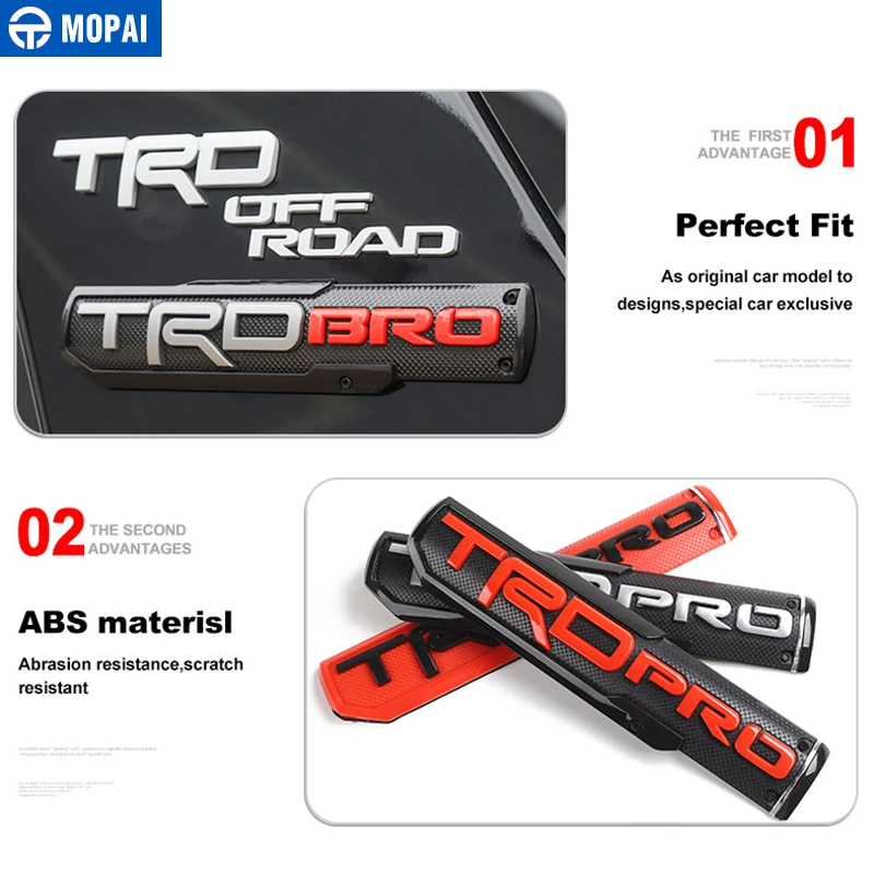 Автомобильные эмблемы MOPAI для Toyota ABS, эмблема TRD, наклейки на значок, Стайлинг для Toyota 4Runner для Toyota TUNDRA, автомобильные аксессуары