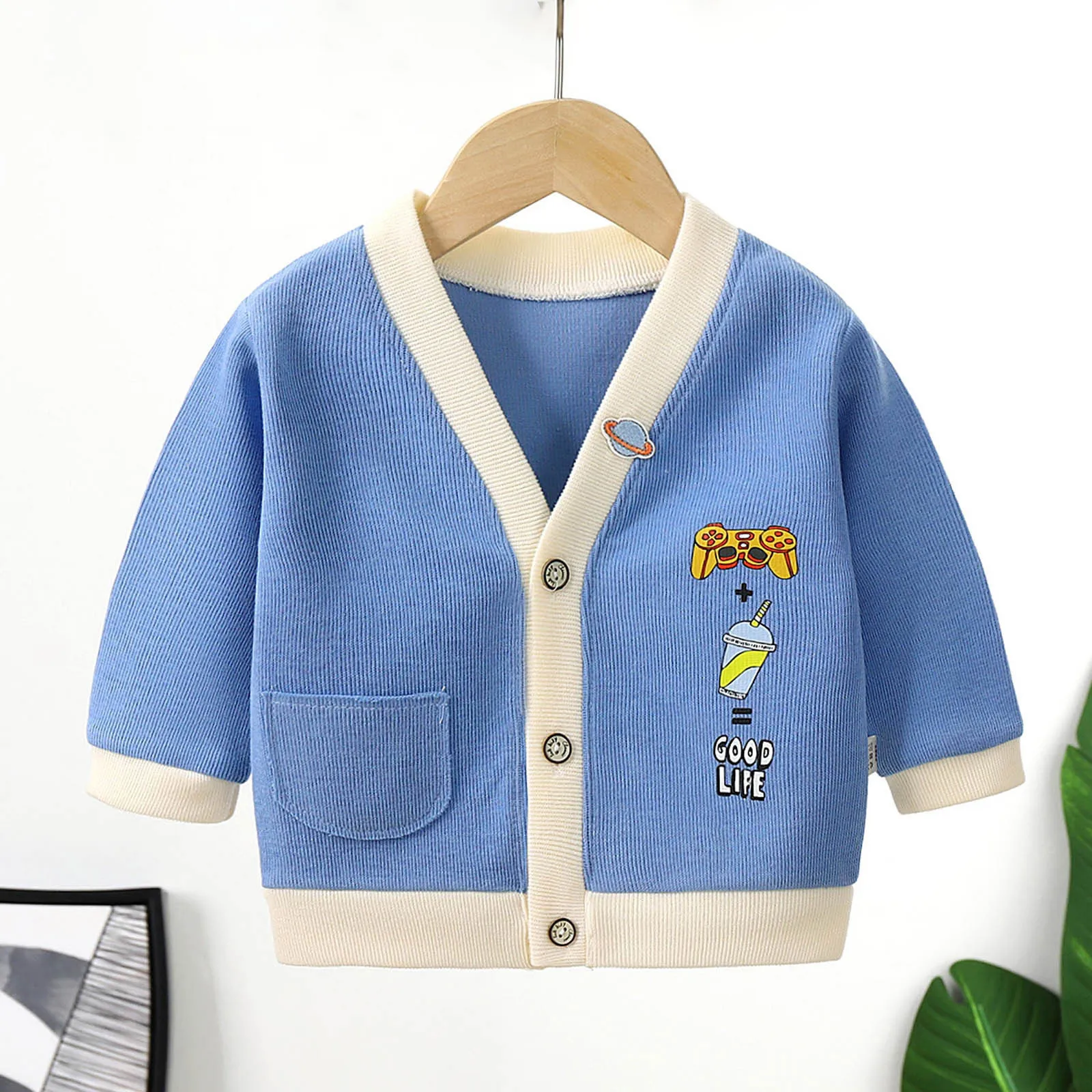 

Детский вязаный кардиган с длинным рукавом, х/б