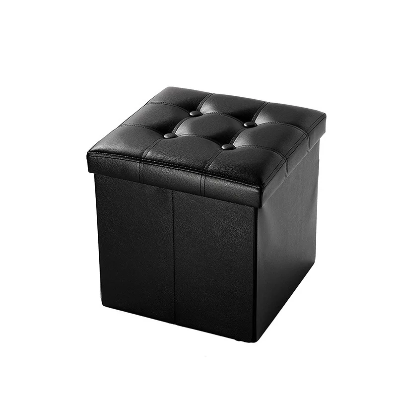 

55L Storage Ottoman Bench with Lid, Foldable Seat, armchair with buckles (Single color)