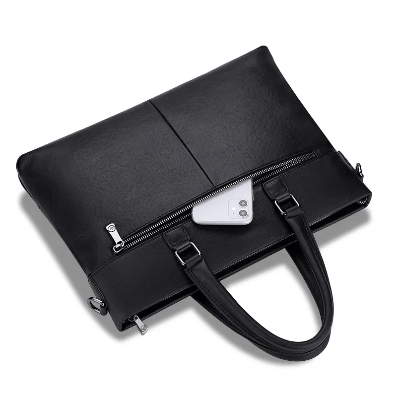 Men's Briefcased Genuine Leather Bag Luxury Fit 14inch Laptop Bag For Document A4 Breifcase Shoulder Bag PL203059