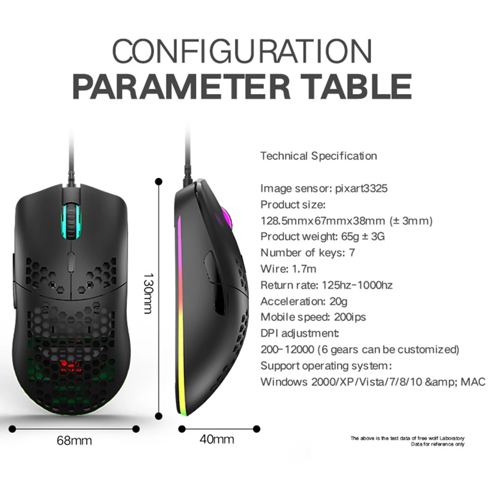 

Wired Gaming Mouse Mice School Office Working 12000DPI Hollow-out Lightweight Accessories for ZIYOULANG M6 RGB PC