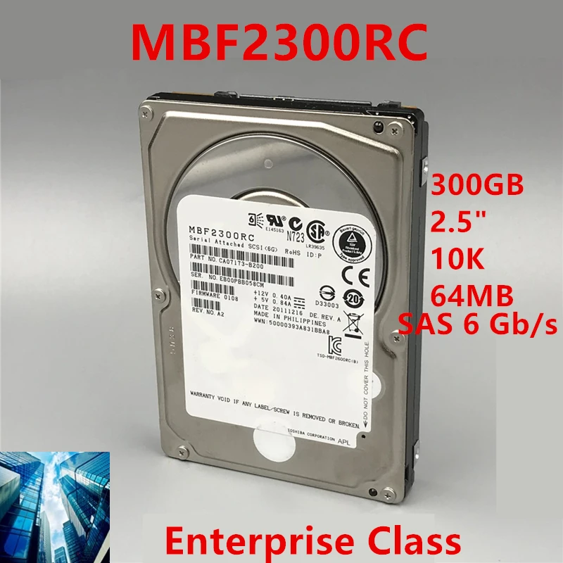 

New Original HDD For Toshiba Brand 300GB 2.5" SAS 6 Gb/s 64MB 10K For Internal HDD For Enterprise Class HDD For MBF2300RC