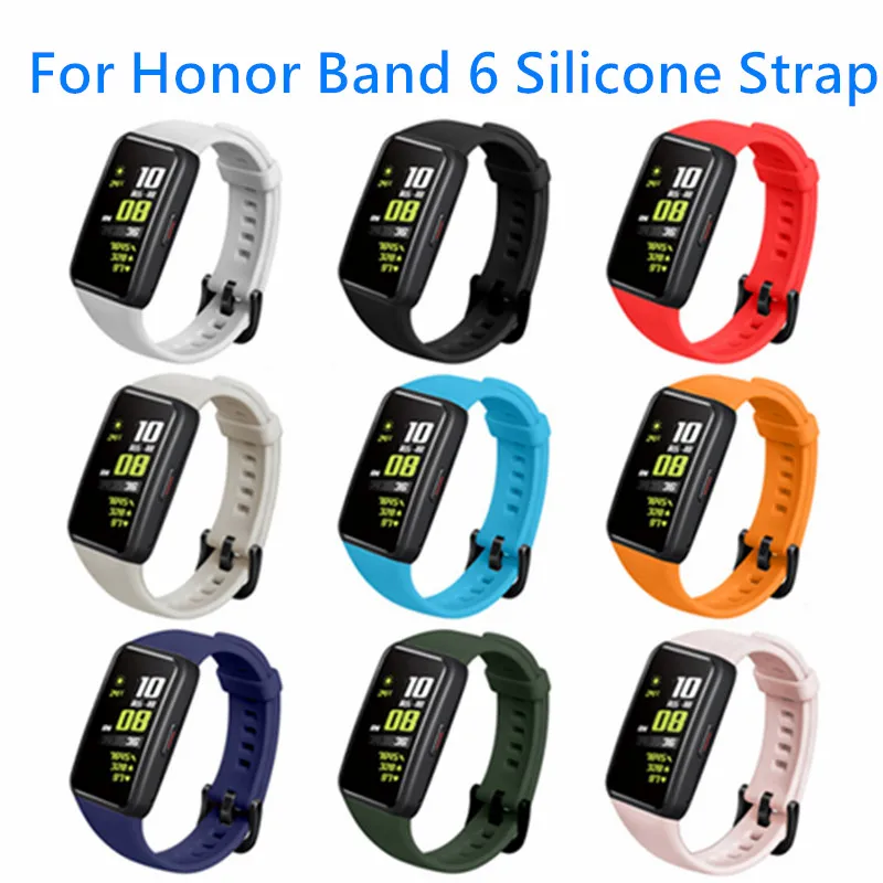 

2021 Newest Strap Suitable For Honor Band 6 Silicone Strap For Honor 6 Monochrome Replacement Smart Wristband Accessories
