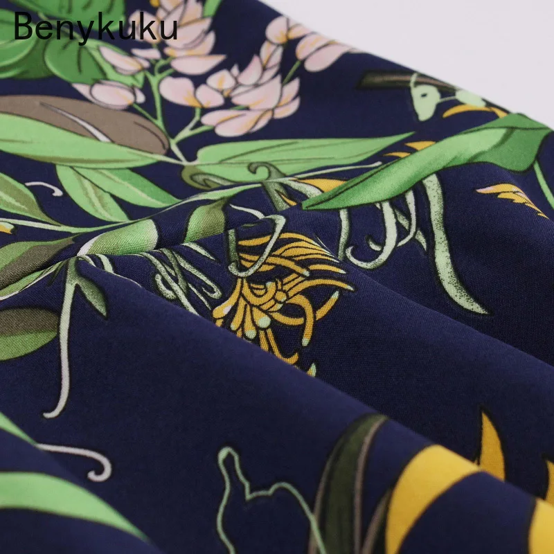 

Vintage Botanical Print V Neck Ruffles Hem Sleeveless Dress Women High Waist Elegant Single Breasted Summer Dress Robe Vestidos