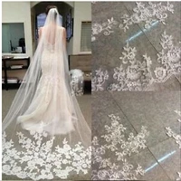 best selling cheapest in stock long bridal veil appliques 2019 veu de noiva longo wedding veil lace purfle
