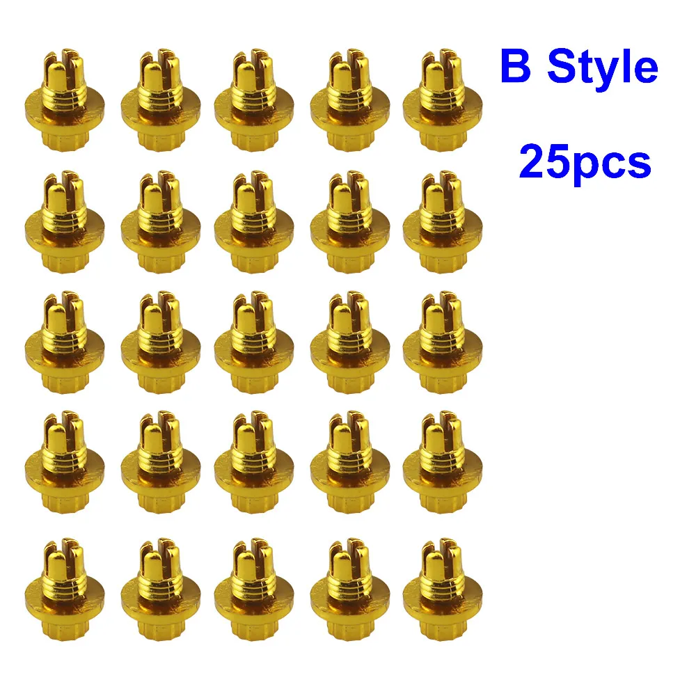 B Style 25pcs Gold 25 шт./компл. Фирменная Новинка Пластик Спайк ступицы колеса для автомобиля с заклепками для колесо крышка колесных дисков для губ на шурупе-болте шины автомобиля Тюнинг тюнинга LGMD001-JT& P - Название цвета: B Style 25pcs Gold