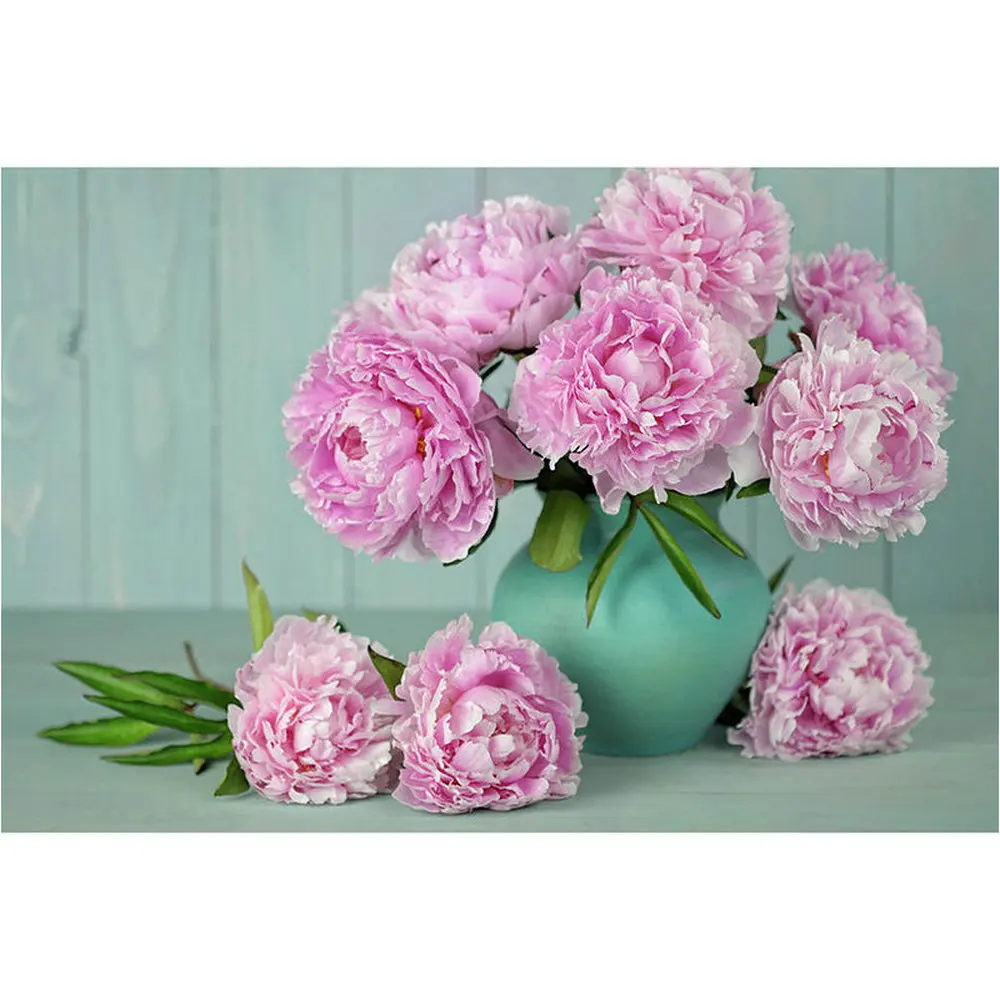 Алмазная 5d картина с розовыми пионами вышивка крестиком полноразмерная мозаика