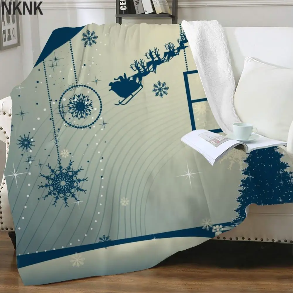 

NKNK Christmas Blanket Painting Blankets For Beds Animal Thin Quilt Snowflake Plush Throw Blanket Sherpa Blanket Fashion Premium