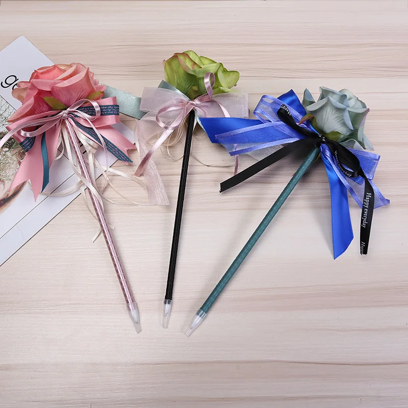 12 шт. креативные Канцтовары имитация цветка розы с бантом из ленты бисера