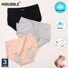 3 шт., противопротекающие менструальные трусики, антибактериальные Хлопковые женские трусики с v-образной горловиной и высокой талией, женское нижнее белье