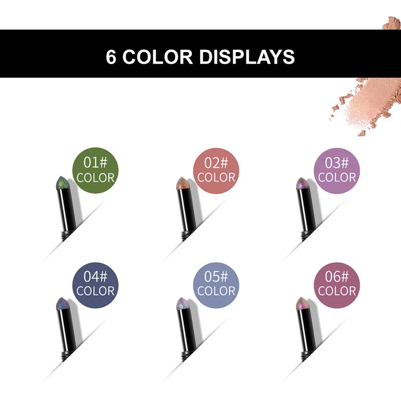 

High Gradient Glitter Eye Shadow Stick Waterproof Easy Shadow Pen Fast Makeup Cosmetics for Women Modification 6 Colors