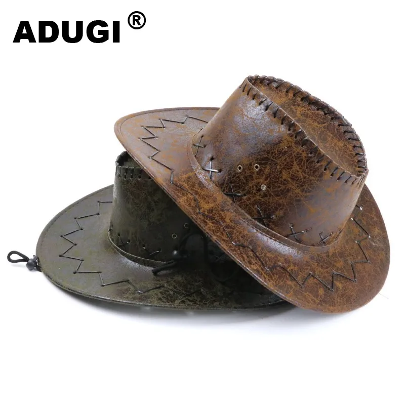 Ковбойская шляпа ADUGI в западном стиле с трещинами модные мужские и женские шляпы