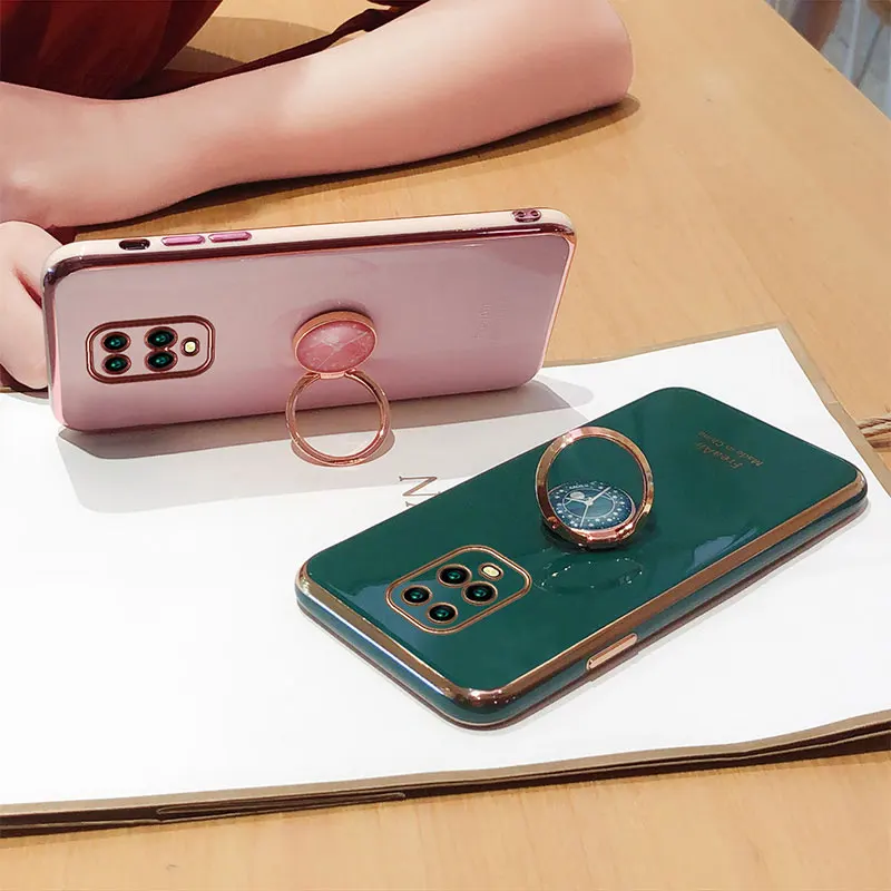 Luxury Silicone Case For Xiaomi Redmi Note9s phone Case For Redmi Note 9s Cover Shockproof Stand Holder Cases Redmi Note9 Pro