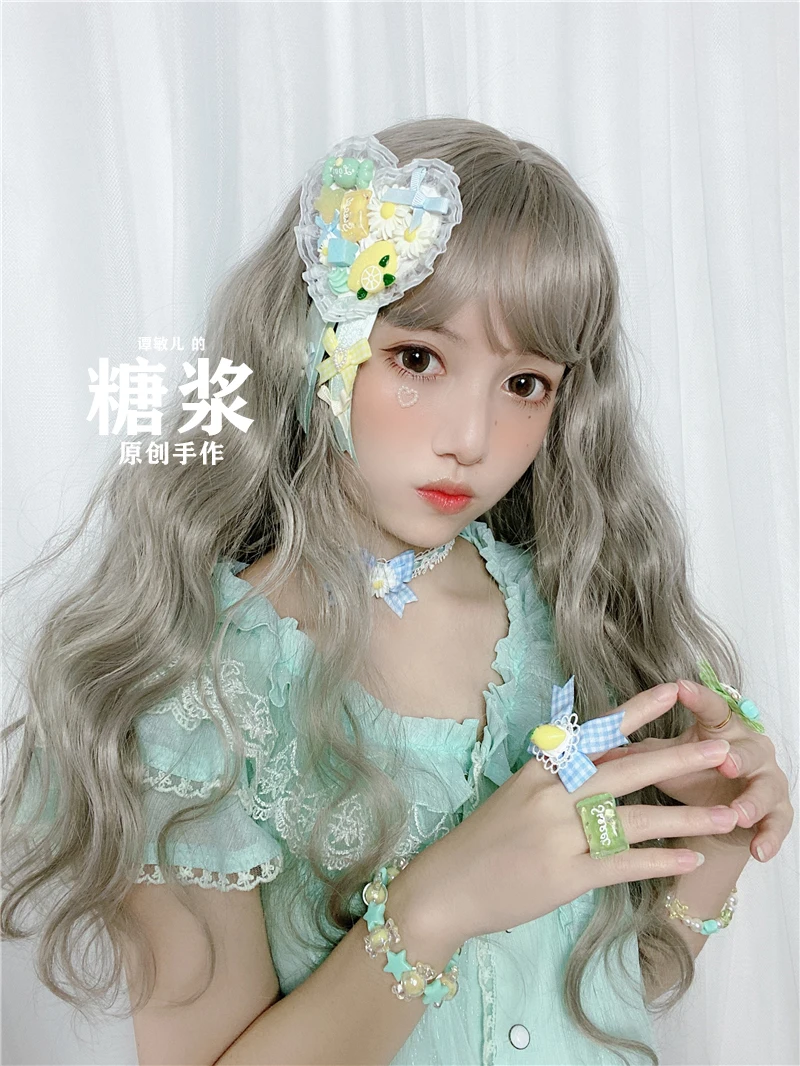 Боковая заколка в стиле &quotЛолита&quot летняя брошь виде лимона курицы льда